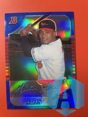 2005 Bowman Chrome Blue Refractor 117/150 Melvin Mora #104 Baltimore Orioles
